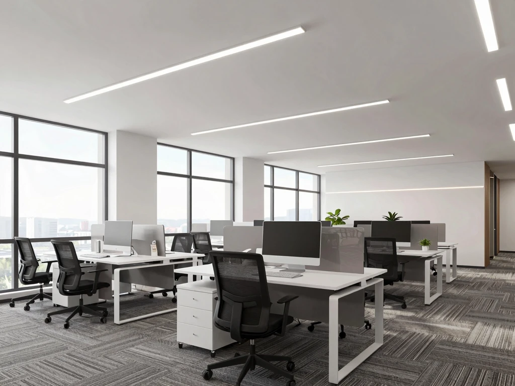 Modernt kontorsutrymme med öppen planlösning