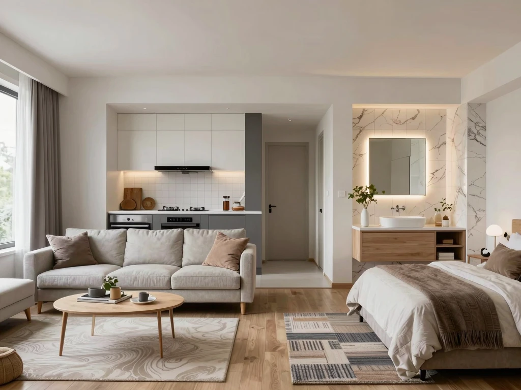 Komplett rumsstyling med möbler och dekoration