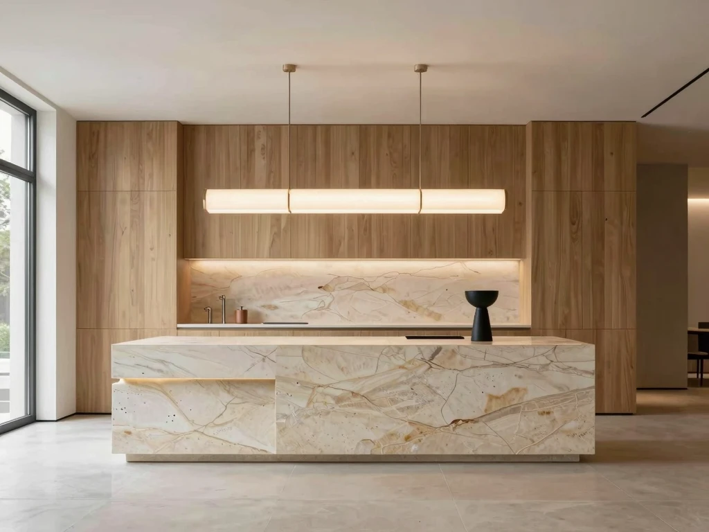 Minimalistisk inredning med naturliga material och elegant belysning